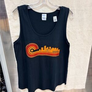 Port and Company Black Tank Top with Orange City Graphic